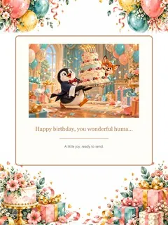 The Birthday Butler — original ANIMAIL ecards artwork