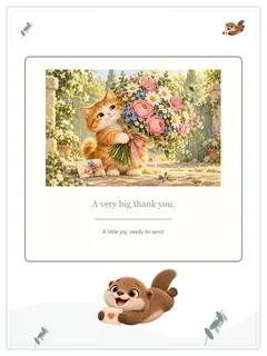 A Bouquet of Thanks — original ANIMAIL ecards artwork